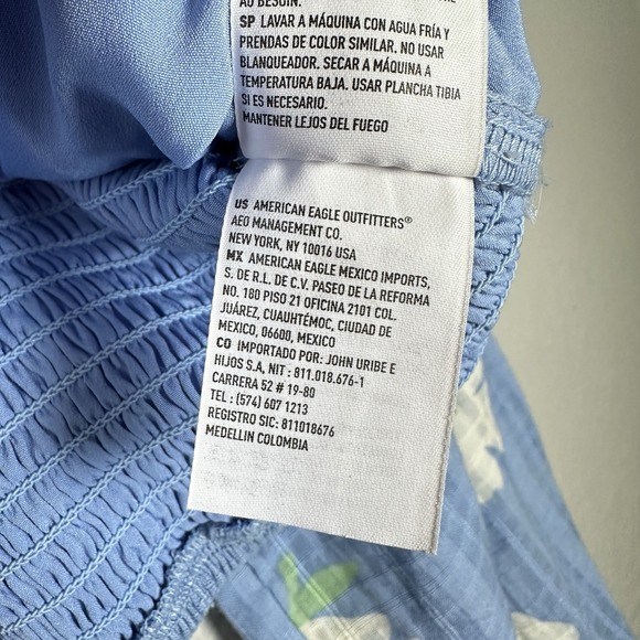 American Eagle Women's XL Blue Floral Corset Crop Top Cottagecore Coquette Boho - Picture 5 of 12